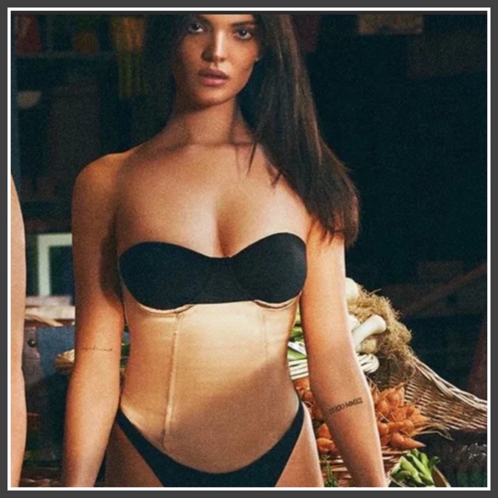 Fleur Du Mal Acetate Strapless Bodysuit Black/Nude